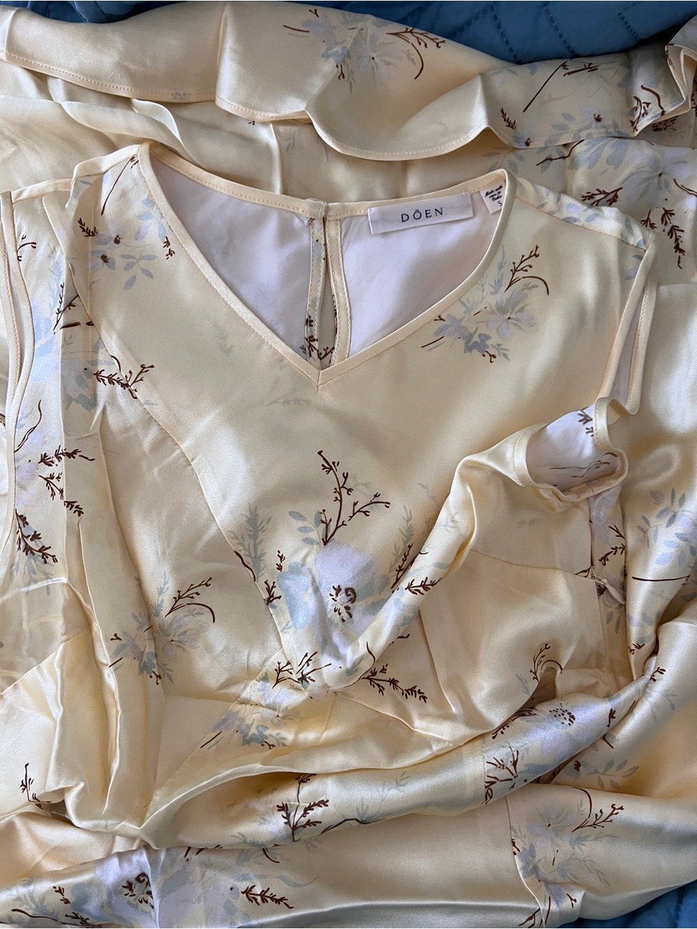 Doen Adelana Soft Yellow Floral Slip Dress, S - Picture 7 of 10
